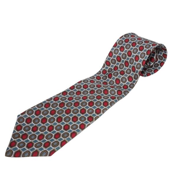 Harvé Bernard Silk Red and Green Men's Tie - Picture 1 of 8